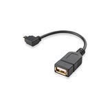 conecto OTG-kabel, Micro USB stekker naar USB-A bus, verguld, 90°, 10cm, zwart