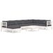 vidaXL Loungeset met kussens, massief grenenhout, wit