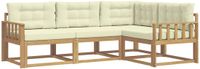 vidaXL Hoek loungeset 4-persoons Wit en crèmekleurig Polyester