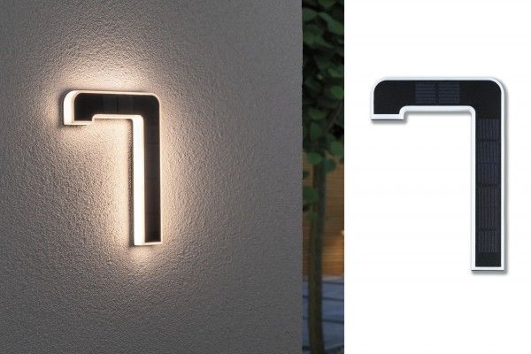 Paulmann Solar LED Huisnummerverlichting 7 - Zwart - 6lm - 3000K - IP44