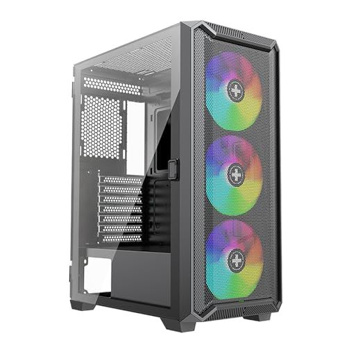 Xilence X613 XILENT BLADE II Gaming PC behuizing, 3x 120mm ARGB ventilator, ATX Midi Tower Case, Mesh Front Panel voor goede luchtstroom en PWM/ARGB Control Board, schroefloos glas zijpaneel, zwart