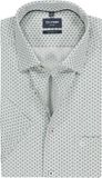 OLYMP Luxor modern fit chemise - manche courte - dobby - blanc avec motif vert et bleu