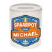 Bellatio Decorations Kinder spaarpot met naam - Michael - keramiek - met dop - wit