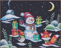 Vervaco Sneeuwpret Kruissteek Kit - 27 x 21 cm