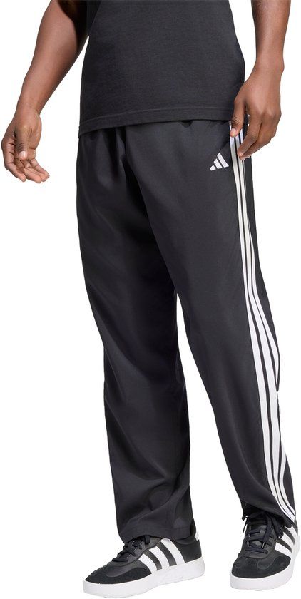 Adidas Sportswear Essentials 3-Stripes Stanford Lichte Woven Tapered Open Hem Broek - Heren - Zwart