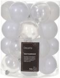 Decoris Kerstballen - 50 stuks - 6 cm - Kunststof - Wit