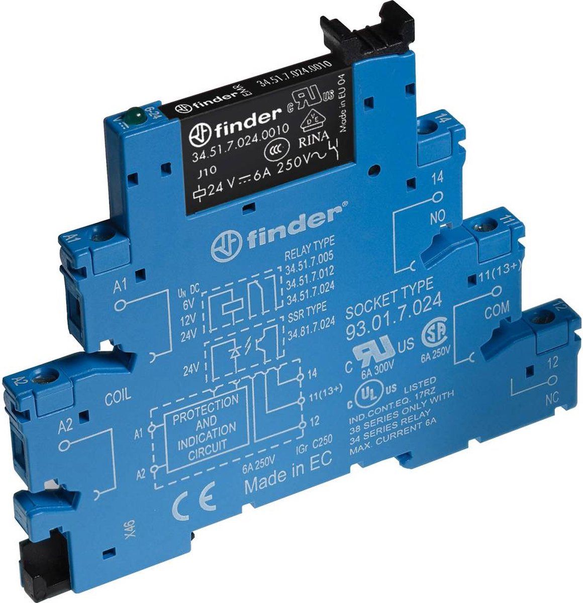 FINDER Serie 38 Relemodul - 12 V DC - AGNI+AU - Schroefklem - 8012823217413