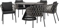 AVH-Collectie Amalfi Pasadena dining tuinset 140 cm rond 6 delig antraciet keramiek
