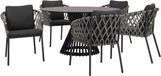 AVH-Collectie Amalfi Pasadena dining tuinset 140 cm rond 6 delig antraciet keramiek