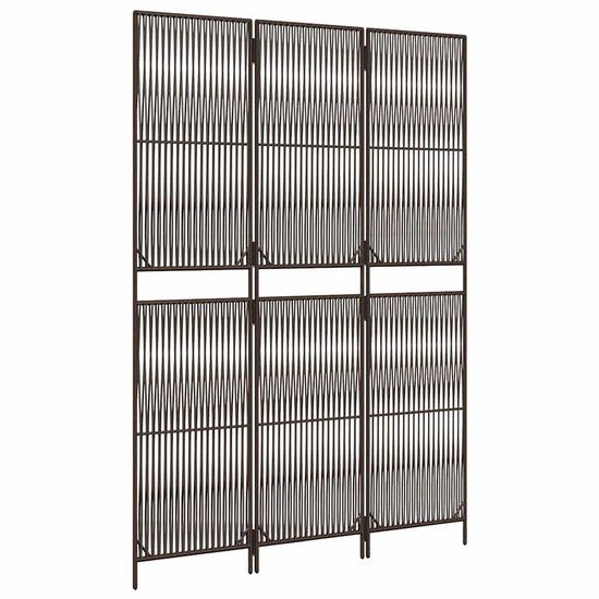 vidaXL Kamerscherm 3 panelen poly rattan bruin