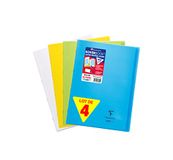 Clairefontaine 981640AMZC - Set van 4 Geniete Koverbook Schriften - 24x32 cm - 96 Pagina's Kleine Vierkante Ruitjes - Wit Papier 90 g - Polypro Cover (Blauw, kleurloos, Geel en Groen)