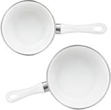 Alessandro steelpannen set - D14 en D20 cm - wit - rvs - vaatwasserbestendig