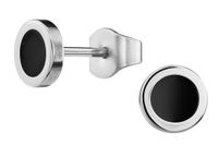 Traveller Hollander Jewels Traveller Oorbellen - Heren - Edelstaal - Zwart & Zilverkleurig - Rond - Made in Germany - Duurzaam - ø 6 mm