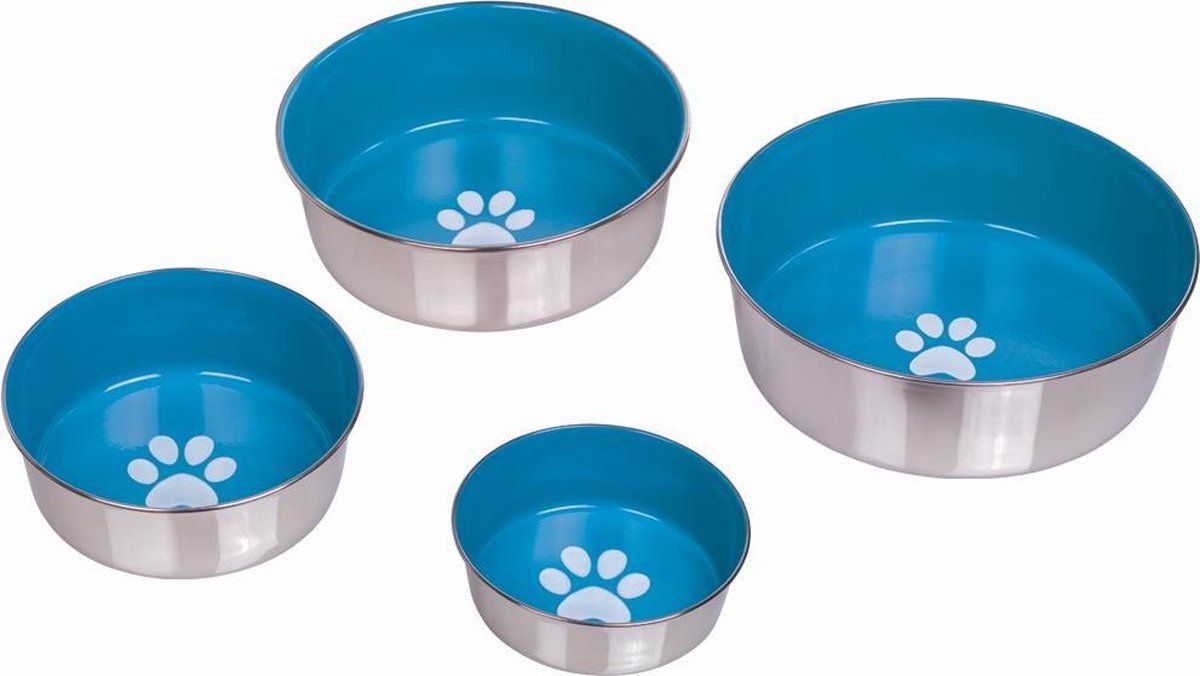 Nobby RVS voerbak heavy paw anti-slip blauw 17 cm - 1,15 ltr