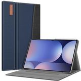 FINTIE Hoesje voor Samsung Galaxy Tab S8 Ultra 14,6 inch 2022 (Model SM-X900 / X906), Portfoliostandaard met meerdere hoeken en zak, automatisch slapen/waken, marineblauw