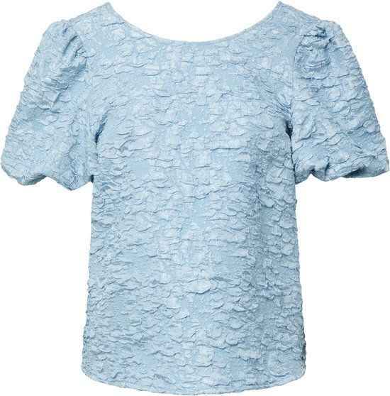PIECES PCGRETCHEN SS TOP WVN Blouse Dames S Cashmere Blue Polyester Gebloemd