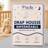 P'tit lit 2 in 1 Baby Matrasbeschermer | Matrasbeschermer + Hoeslaken 60x120 cm | Waterdicht - 100% Puur Katoen - Ademend - Oeko-Tex® - Grijs