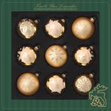 Krebs Kerstballen - 9x - goud - gedecoreerd - glas - 7 cm - Luxe kerstversiering