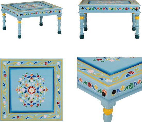 vidaXL Salontafel handbeschilderd massief mangohout turquoise