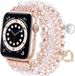 Strap-it Kralen bandje Parel geschikt voor Apple Watch 1/2/3/4/5/6/7/8/9/10/11/SE/SE2/SE3 - Maat: 38/40/41/42mm (Roze)