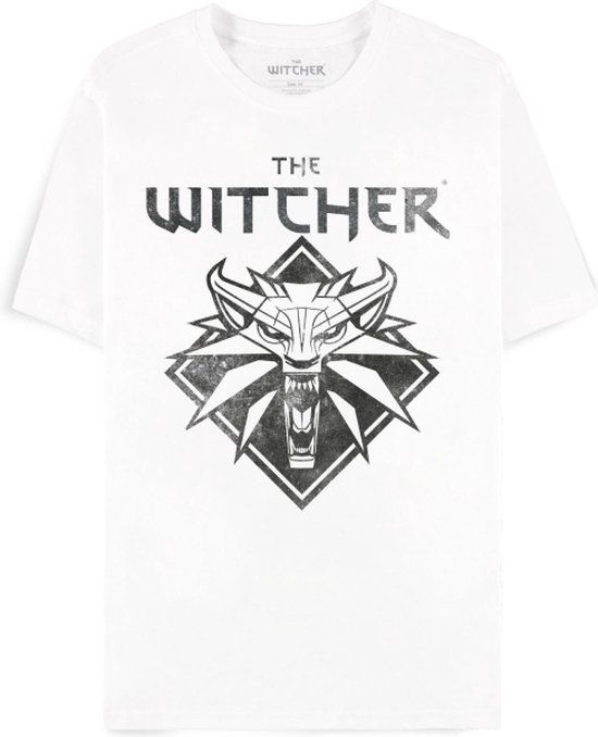 The Witcher Wolf Logo Heren T-shirt - wit - M