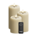 Delight Candles Icecat LED Streifen 3er Pack, Ø 7,5 x 10/12,5/15 cm Leicht Karamell