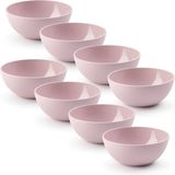 Plasticforte kommetjes/schaaltjes - 8x - dessert/ontbijt - kunststof - D12 x H5 cm - roze - BPA vrij