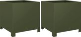 vidaXL Plantenbakken 2 stuks 40x40x40 cm staal olijfgroen