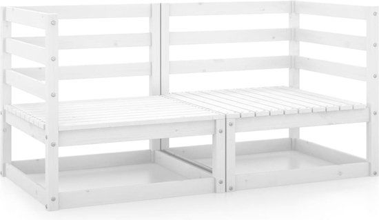 The Living Store Hoekbank Wit - Massief Grenenhout - 70 x 70 x 67 cm - 2-zits