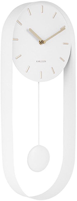 Karlsson Wandklok Pendulum Charm - Staal Wit - 50x20x4,8cm - Wandklok Scandinavisch