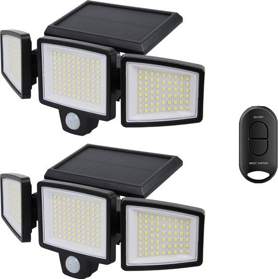 Auronic Solar Buitenlamp met Bewegingssensor - 2x 210 LED's - Zwart