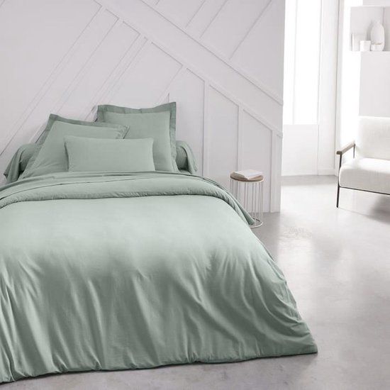 TODAY Essential - Hoeslaken, 140 x 190 cm, voor tweepersoonsbed, 100% katoen, effen, Celadon