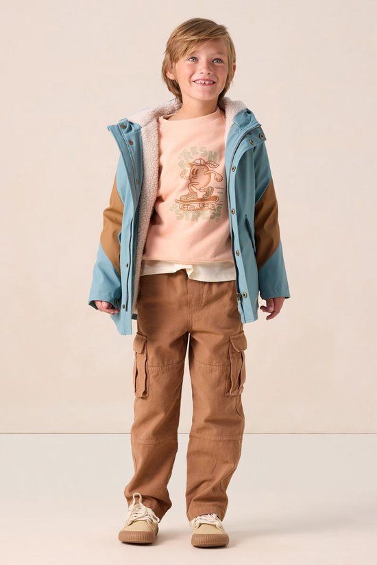 Sissy-Boy Blauwe lange regenjas met colourblock