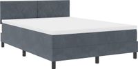 vidaXL LED Boxspringbed met Matras, Donkergrijs, 140 x 200 cm, Fluweel