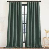 Merkloos Verduisteringsgordijnen plooiband woonkamer modern - set van 2 - 245 x 140 cm - verduisterend linnenlook - thermische gordijnen