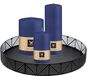 Wiedemann Cilinderkaarsen - stompkaarsen set - op zwart dienblad van metaal - 3x stuks - donkerblauw - 6 x 12 - 10x15 - 7x20 cm