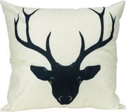 QUVIO Kussensloop met rendier - 45 x 45 cm - Zwart en Beige