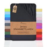 NatureMark Jersey Hoeslaken, 100% katoen, zwart