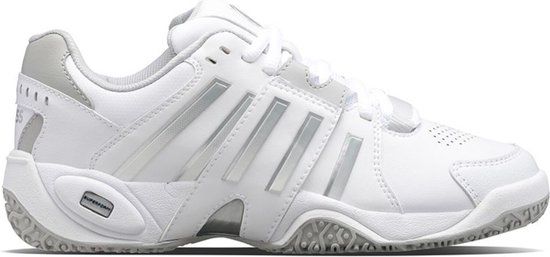 K-Swiss Accomplish IV Leather Tennis Shoes - White/Blue/Silver