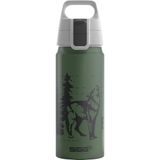 Sigg WMB ONE Brave Wolf aluminium drinkfles voor kinderen, geschikt voor koolzuurhoudende dranken, lekvrij, vederlicht, BPA-vrij, sport en school, groen, 0,6 l