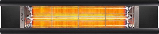 Veito Aero Black - Hoge capaciteit Carbon Infrarood Elektrische Kachel - 2500W - Zwart/Chroom