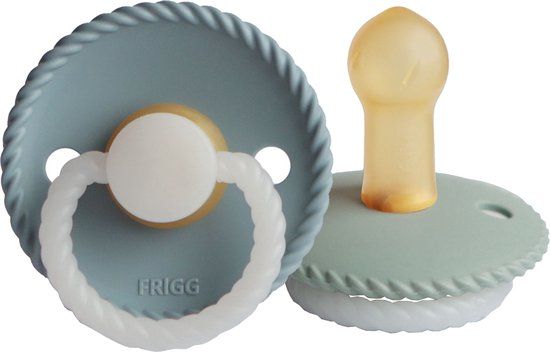 FRIGG Rope Glow In The Dark Fopspeen - 2 Stuks - 0-6 Maanden - Stone Blue/Sage