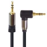 PremiumCord HQ 3,5 mm jackkabel, 3,5 mm jackstekker, stereojack-stekker op 90° stekker, AUX-audio-aansluitkabel, afgeschermd, metalen stekker, M/M, lengte 1,5 m