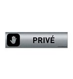 AUA SIGNALETIQUE - Bord van geborsteld aluminium, bedrukt AluSign DARK – 200 x 50 mm – dubbelzijdig zelfklevend op de achterkant (privé)