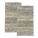 HAMID - Set van 2 handgeweven jute tapijten van wol en jute voor woonkamer, slaapkamer, woonkamer - blauw gemêleerd 60 x 110 cm
