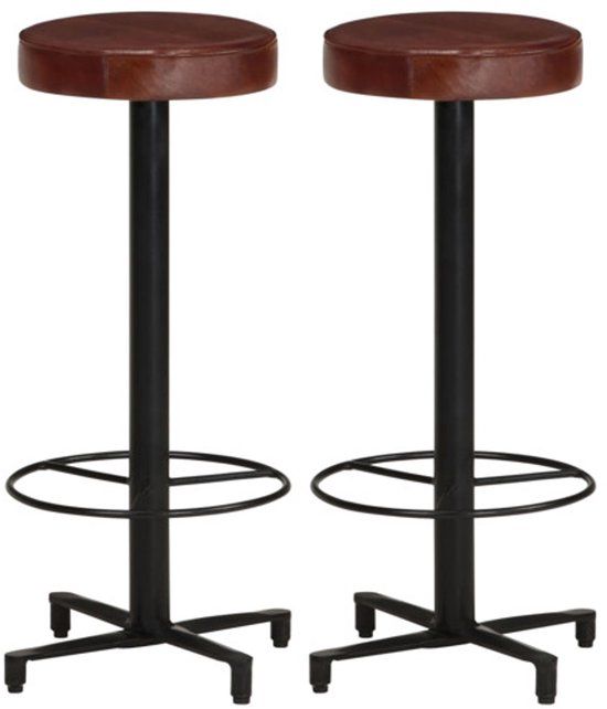 vidaXL Barkrukken 2 stuks 76 cm Echt Leer Bruin