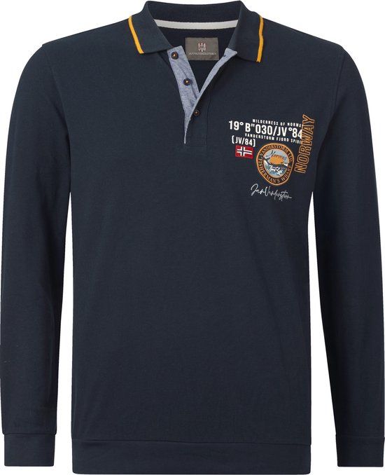 Jan Vanderstorm Heren Poloshirt Met Lange Mouwen Donkerblauw