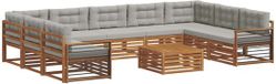 vidaXL - Salon d'angle - Acacia bois - Naturel et gris clair