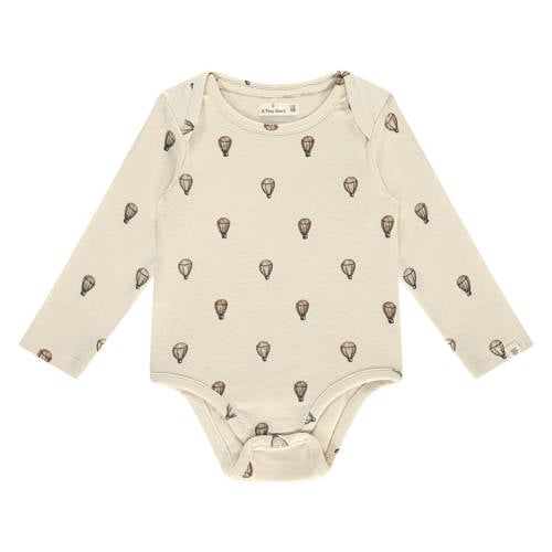 A Tiny Story romper met all over print ecru/bruin