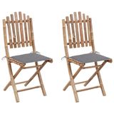 VidaXL Chaise de jardin Siège capitonné Bambou Gris (2 pièces)